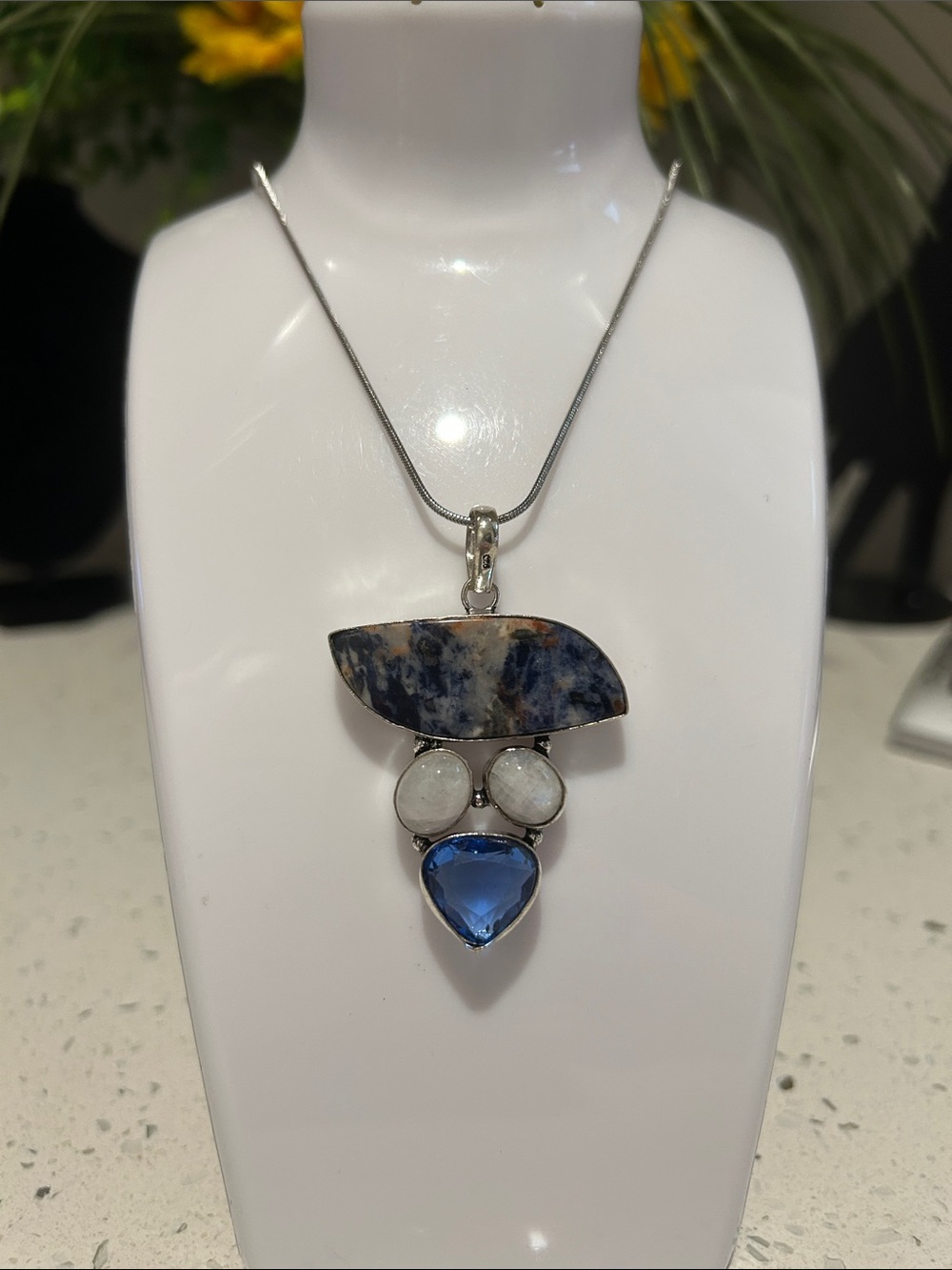 Sodalite & Tanzanite Ethnic Handmade Gemstone Pendant Necklace
